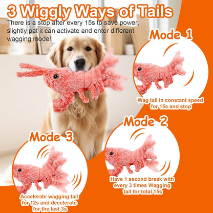 Mity rain Interactive Dog Toys - Wiggly Lobster for Small Medium Large Dogs, Moving Pet Toy to Keep Them Busy for Boredom, Floppy Smart Motion Activate Enrichment, Rechargeable