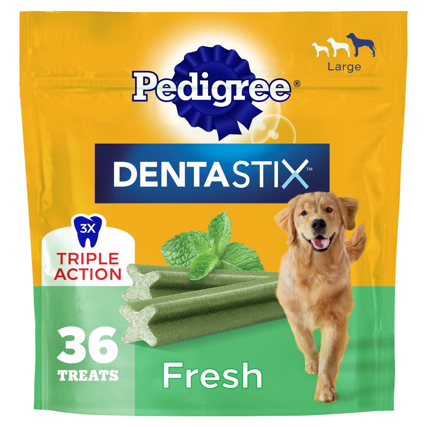 Pedigree Dentastix Large Breed Dental Dog Treats. Chosen for real quality, fits naturally into