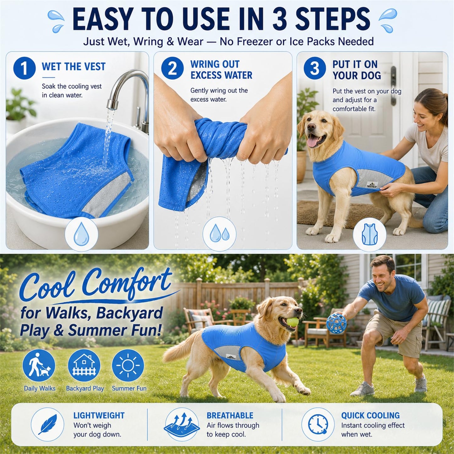 Dog Cooling Vest for Hot Weather，Dual. Chosen for real quality, fits naturally into modern pet