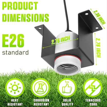 Reptile Ceramic Socket, Heat Lamp Holder for Terrariums and Vivariums, Gecko Lizard Heat Lamp Bracket Light Fixture, Bulb Not Included