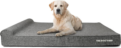 The Dog’s Bed Orthopedic Headrest Dog Bed XXXL Grey Linen 64x44, Memory Foam, Pain Relief for Arthritis, Hip & Elbow Dysplasia, Post Surgery, Lameness, Veterinary Approved, Waterproof Washable Cover