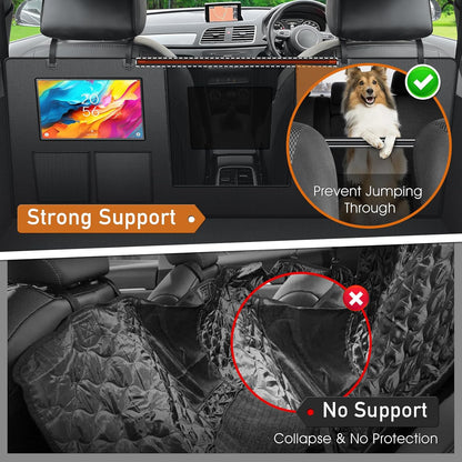 Dog Cover for Car Backseat with Crossbar Design, Hard Bottom Car Seat Cover for Dogs with Back seat Extender, Waterproof Dog Hammock for Full-Size SUV, and Truck