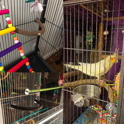 Allazone Bird Natural Wood Stand Perch Swing U Shape Natural Parrot Perch Bird Stand Pole for Parakeet, Conure, Cockatiel, Budgie, Lovebirds