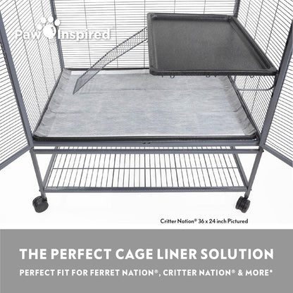 Paw Inspired Disposable Guinea Pig Cage Liners | Bamboo Charcoal Odor Controlling | Super Absorbent Liners Pee Pads for Ferrets, Rabbits, Hamsters, and Small Animals (34x24 (Critter Nation) -12 ct)