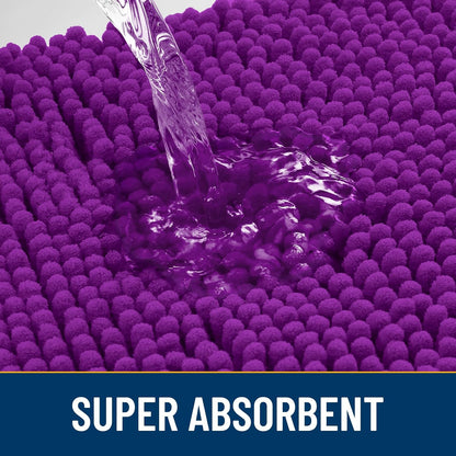 Smiry Dog Door Mat for Muddy Paws 30x20, Absorbs Moisture and Dirt Doormat, Non-Slip Washable Quick Dry Chenille Front Door Mat Indoor Entrance, Entryway Carpet for Inside Floor, Purple