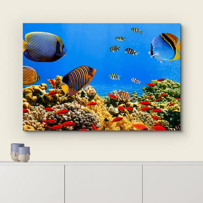 wall26 Canvas Print Wall Art Tropical Island Underwater Fish Red Anemone Nature Animals Photography Realism Rustic Scenic Landscape Wilderness Colorful for Living Room, Bedroom, Office - 24"x36"