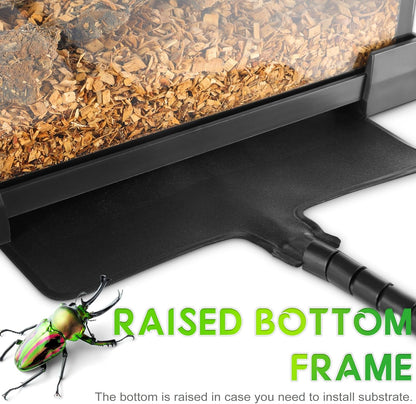 Mini Reptile Glass Terrarium 12"x8"x8" Durable Reptile Habitat Tank with Heat Resistant Aluminum Alloy Frame, Double Swinging Doors for no Jam by Sand and Other Debris