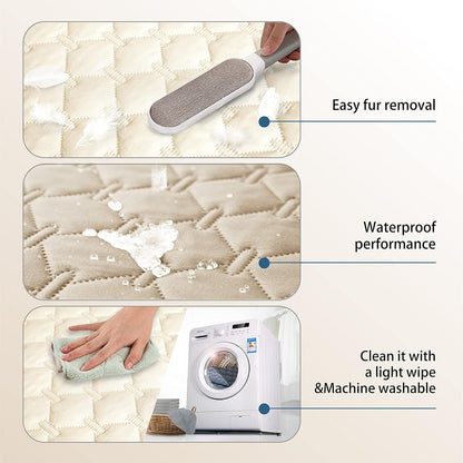 gogobunny 100% Double-Sided Waterproof Dog Bed Cover Pet Blanket Sofa Couch Furniture Protector for Puppy Large Dog Cat, Reversible (30x90 Inch (Pack of 1), Dark Beige/Light Beige)