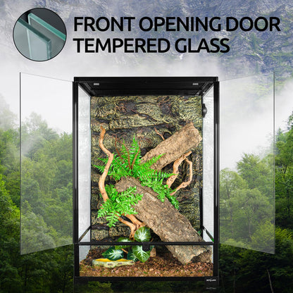 REPTIZOO 90 Gallon Reptile Terrarium 24" x 24" x 36" Large Glass Reptile Tank, Tall Terrarium with Front Opening Door and Top Screen Ventilation Easy Assembly Habitat Tank