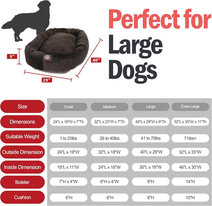 Majestic Pet 40 Inch Micro Velvet Calming Dog Bed Washable 40x29x9 (inch) – Cozy Soft Round Donut Dog Bed with Spine for Head Support - Pet Bed Large – Storm (2025)