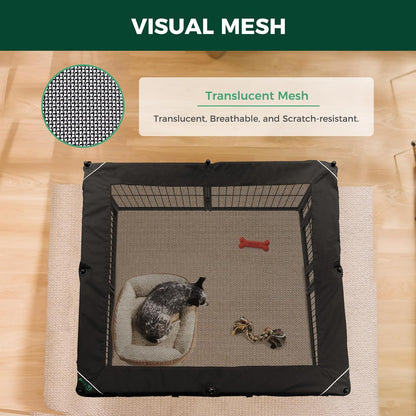 FXW Homeplus Unleashed Indoor Dog Playpen - Stress-Free and Safe Play, Heavy Duty 32 Inch 8 Wire Panels with Playpen Cover for Small and Medium Dogs, Black│Patented