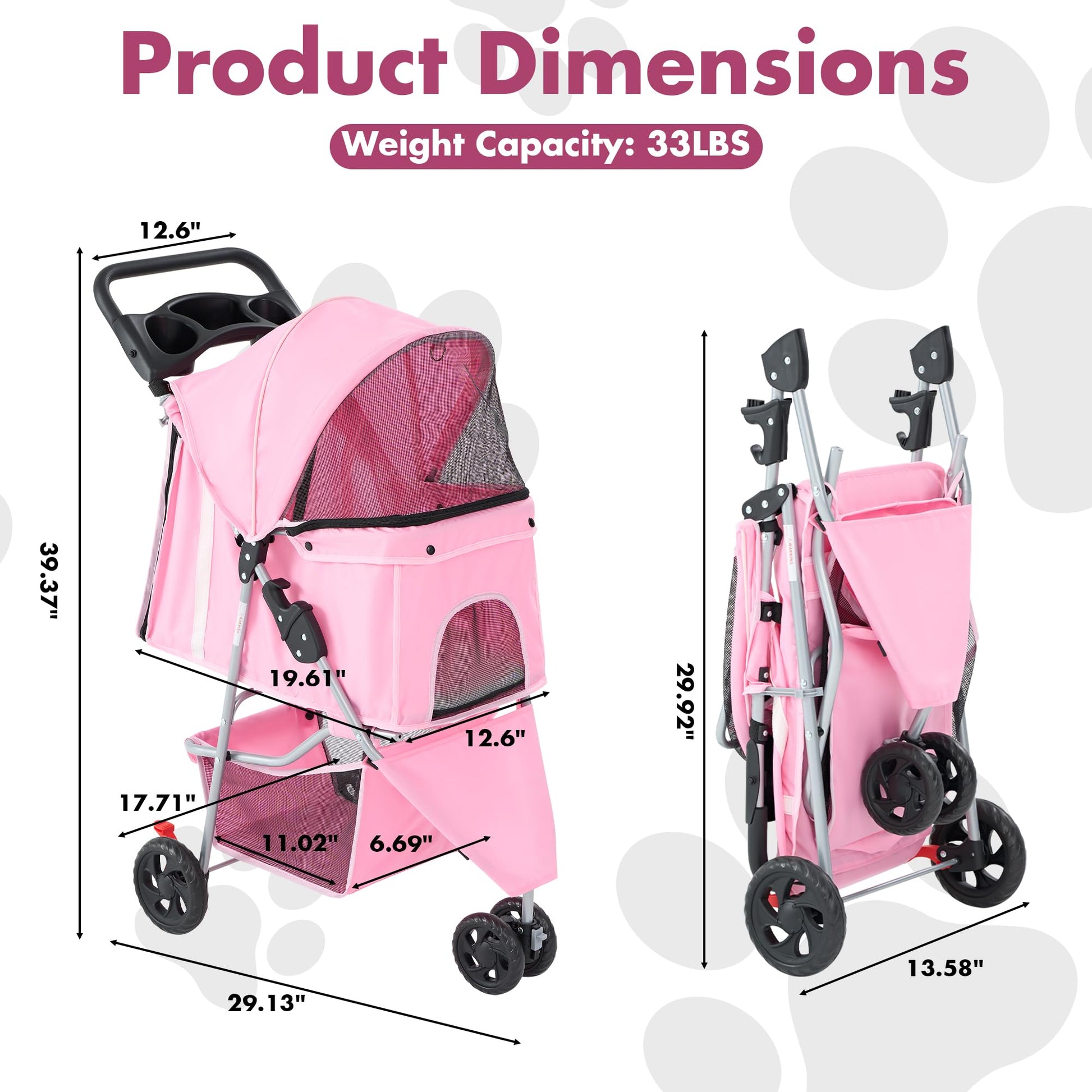 KMFurnila 3 Wheel Pet Stroller for Dogs and Cats. Chosen for real quality, fits naturally into