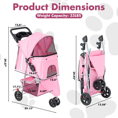 KMFurnila 3 Wheel Pet Stroller for Dogs and Cats. Chosen for real quality, fits naturally into