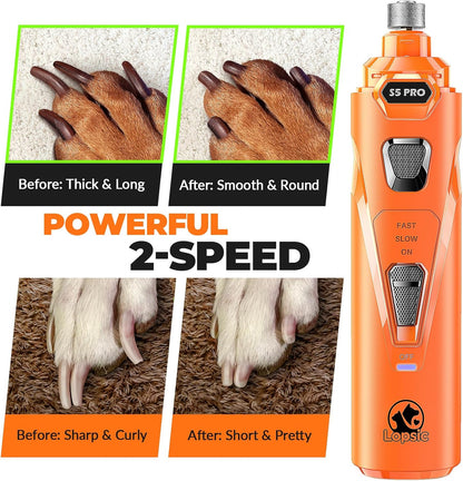 Dog Nail Grinder with 2 LED Lights Powerful 2 Speeds Super Quiet Dog Nail Trimmers with 3 Grinding Wheels Rechargeable Pet Dog Nail Clippers for Large Medium Puppy Dogs Dog Nail File Cat Nail Clipper