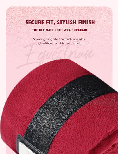 Harrison Howard Horse Polo Wraps Upgrade with Bling Leg Wraps for Horses 4-Pack Fleece Leg Wraps Stable Supplies Burgundy L