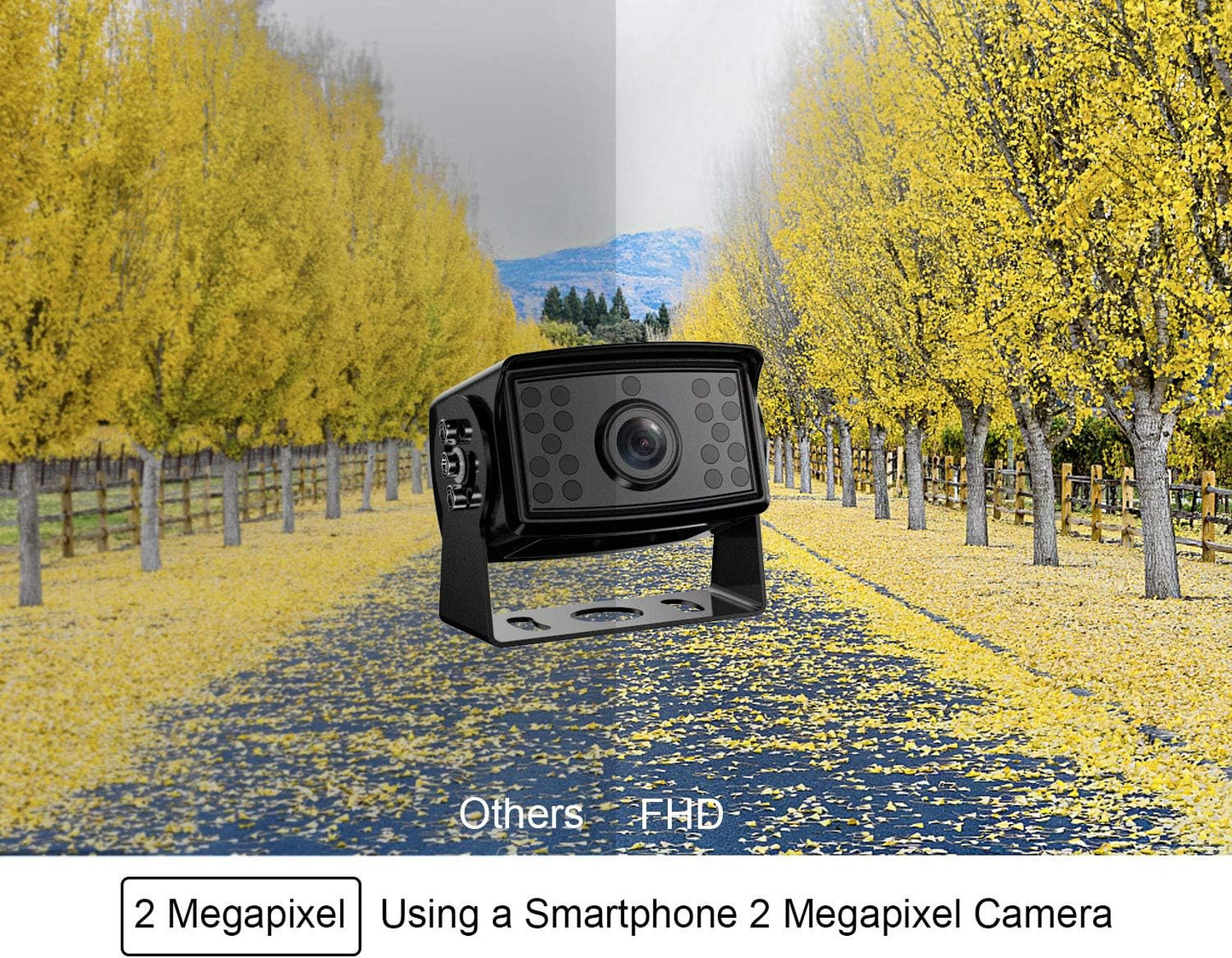 Fookoo ??7" HD 1080P Wired Backup Camera System, 7-inch Dual Split Screen Monitor W/Recording IP69 Waterproof Front View Rear View Camera Parking Lines for Truck/Trailer/RV/Skid Steer (FHD2)