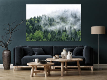 Nature Wall Art Prints - Ocean Forest Mountain Lake Canvas Landscapes - Small to Extra Large Living Room Bedroom Kitchen Bathroom Décor (Pine Trees in Fog, 16L" x 24W")