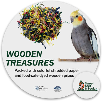 Super Shredder Ball - Bird Cage Accessories to Keep Your Bird Busy Foraging for Hidden Treasures - Non-Toxic, Easy to Install Bird Foraging Toys for Large Sized Birds - 7 Inch