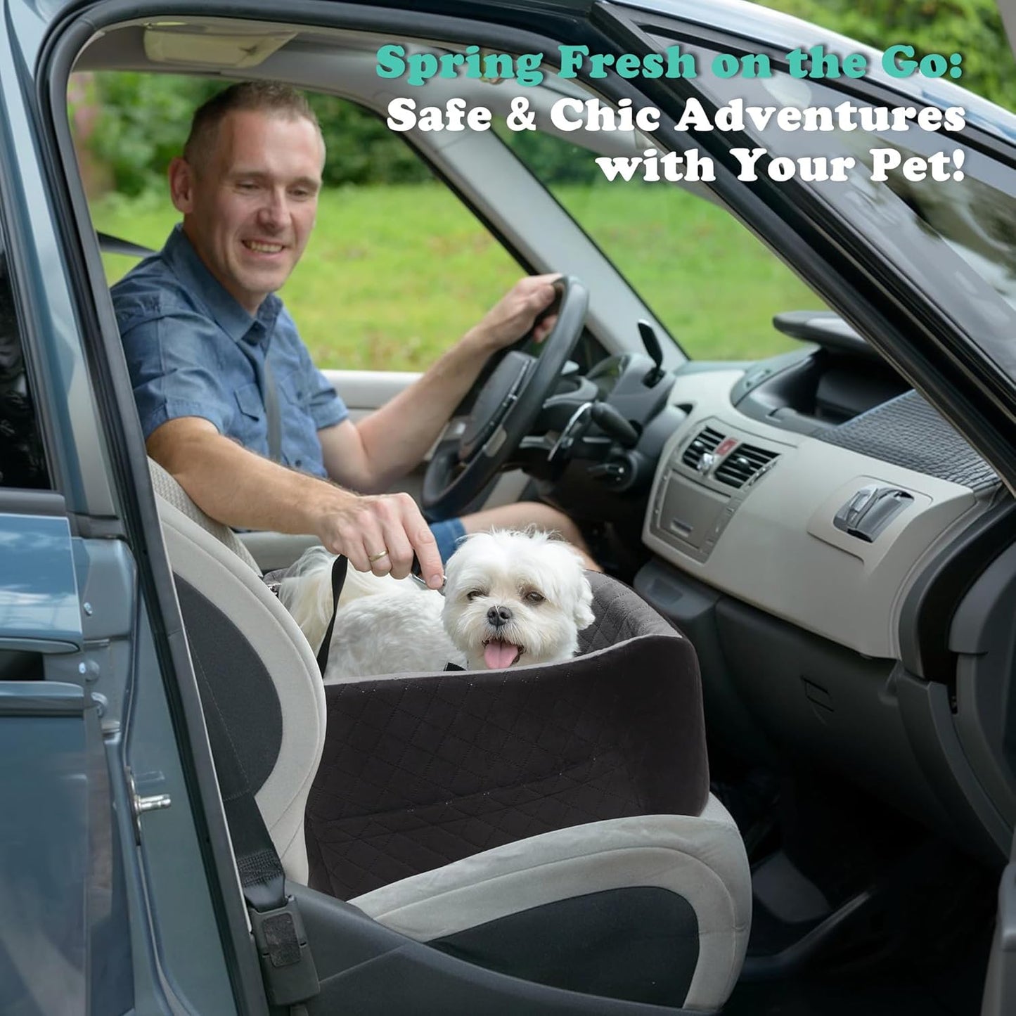 Dog Car Seats for Small Dogs Safety Stable Pet Bed for Car with Seatbelt Up to 30lbs Anti-Collapse for Travel
