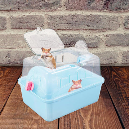 Hamster Cage - Small Pet Carrying Container, Clear Stand, Outdoor Travel House, Fully Transparent Plastic, 11.00X6.7in