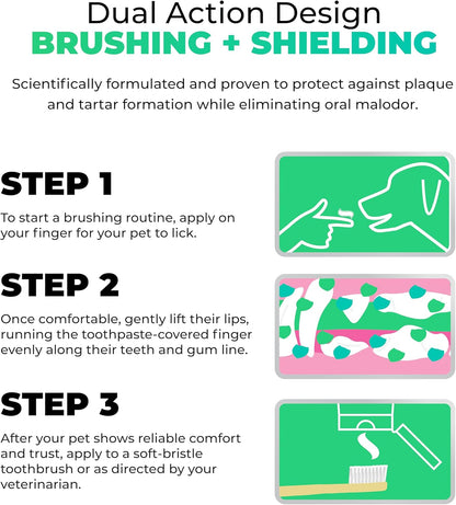 Tartar Shield Pro Care – Natural Enzymatic Pet Toothpaste – Protects Against Plaque & Tartar – Freshens Breath & Gently Removes Stains – for Dogs & Cats – Coconut Flavor, 3 Oz.