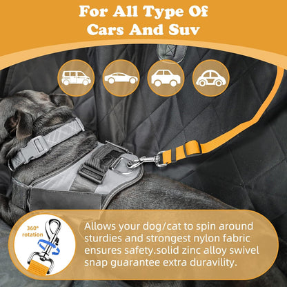 BWOGUE 2 Packs Dog Cat Safety Seat Belt Strap Car Headrest Restraint Adjustable Nylon Fabric Dog Restraints Vehicle Seatbelts Harness Yellow