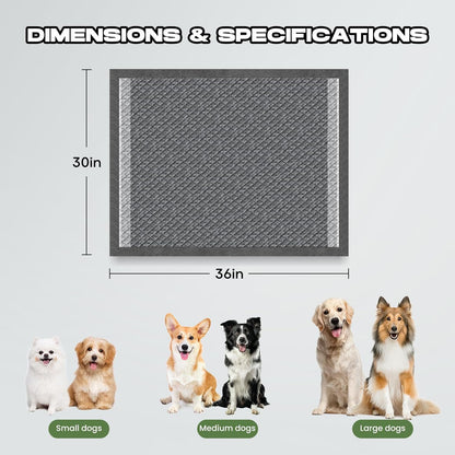 Dog Pee Pads for Dogs XXL 30"x36" Charcoal Puppy Pads 50 Counts Extra Large Disposable Activated Carbon Super Absorbent Full Edge-Wrapping Odor-Control Training Pads with Adhesive Tabs