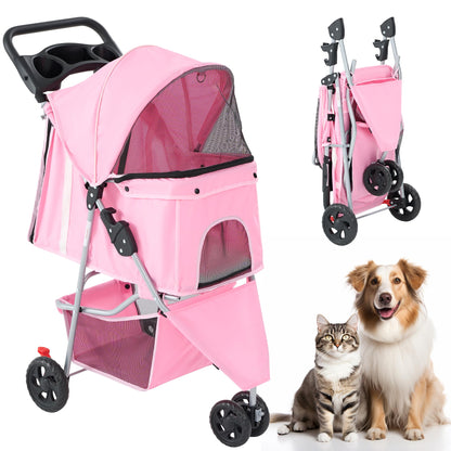 KMFurnila 3 Wheel Pet Stroller for Dogs and Cats. Chosen for real quality, fits naturally into