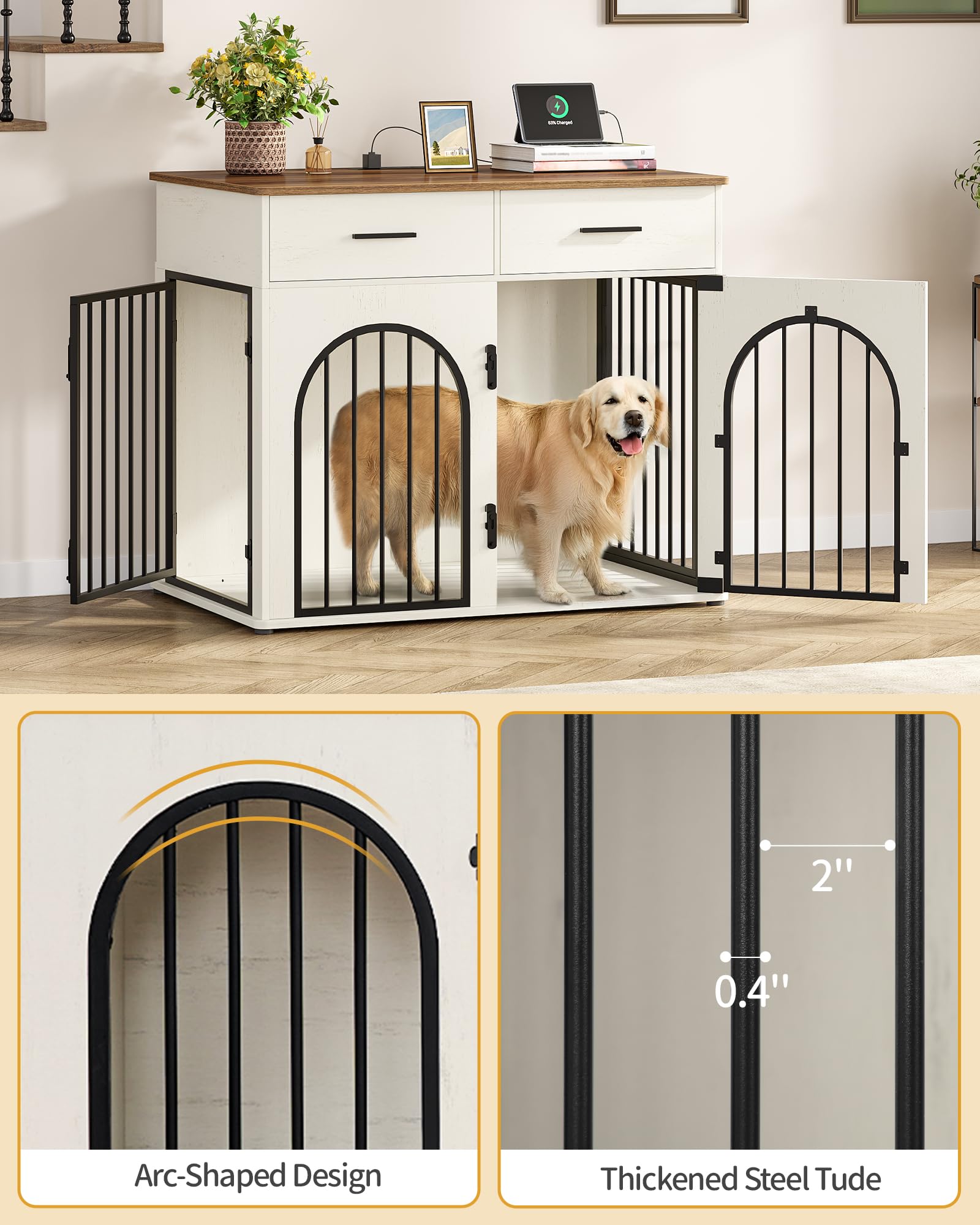 Hzuaneri 43.3'' Dog Crate Furniture with Storage &. Chosen for real quality, fits naturally into