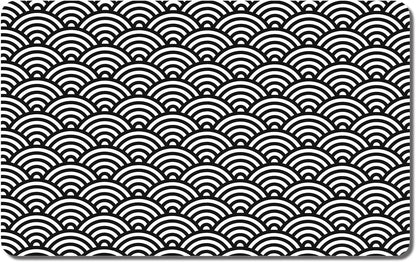 Rnivvi Dog Food Mat, 12" x 19" Absorbent Dog Cat Bowl Mat for Food and Water, Cute Anti-Slip Rubber Pet Feeding Rug Protect Floors, Puppy Placemat for Feeding & Watering Supplies,Gray Rounded Wave