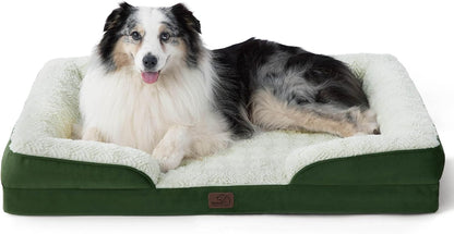 Bedsure XL Orthopedic Dog Bed for Extra Large Dogs - Washable XLarge Dog Cat Bed Waterproof, Comfort Dogs Couch Sofa with Washable Removable Cover, Pet Bed with Nonskid Bottom, Plush-Green, 42"