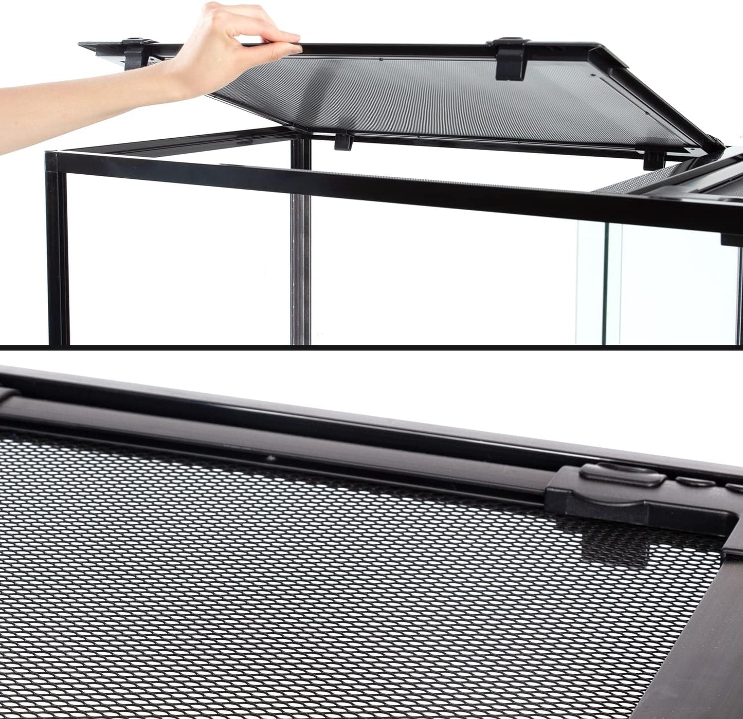 REPTIZOO 88 Gallon Large Reptile Terrarium 48" x 18" x 24" Knock-Down Glass Reptile Tank with Double Hinge Door & Screen Ventilation, Supporting Used as 2 Separate Habitats Easy Assembly