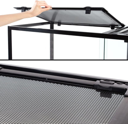 REPTIZOO 88 Gallon Large Reptile Terrarium 48" x 18" x 24" Knock-Down Glass Reptile Tank with Double Hinge Door & Screen Ventilation, Supporting Used as 2 Separate Habitats Easy Assembly