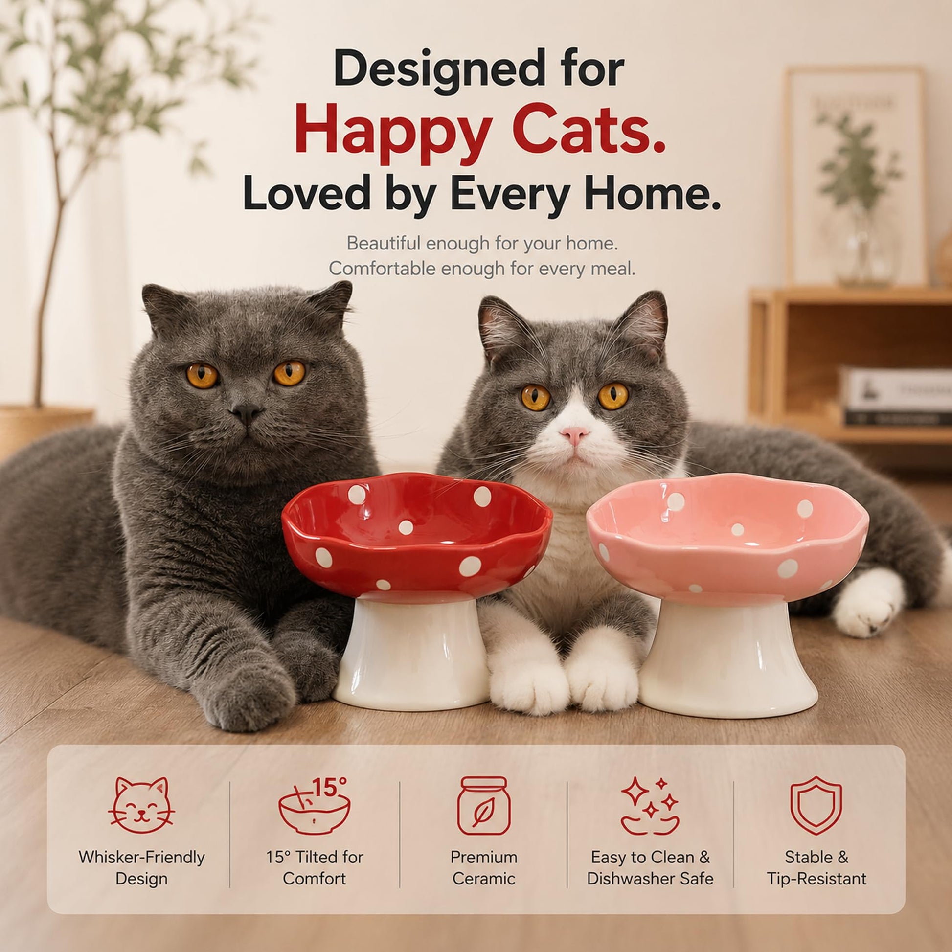 Red Mushroom Cat Bowl. Chosen for real quality, fits naturally into modern pet homes.