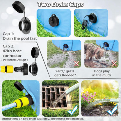 Jasonwell Foldable Dog Pool Collapsible Hard Plastic Dog Swimming Pool Portable Kiddie Pool Pet Pool Doggie Wading Pool Bath Tub for Puppy Small Medium Large Dogs Cats and Kids 55.1"