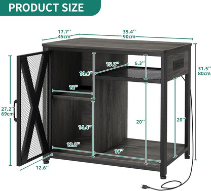 YITAHOME Fish Tank Stand with Power Outlets & LED Light, 40-50 Gallon Metal Aquarium Stand with Cabinet for Fish Tank Accessories Storage for Turtle Tank, Reptile Terrarium, 660LBS Capacity, Grey