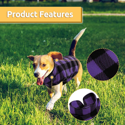 ASENKU Dog Sweater, Plaid Dog Fleece Vest, Soft Comfortable Pet Pajamas, Warm Winter Dog Shirt, Cold Weather Coat Jacket Pet Clothes for Small & Medium Dog Breeds