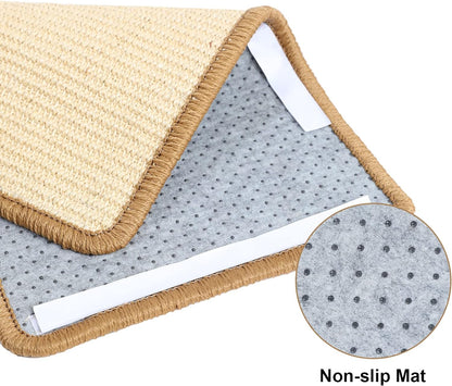 FUKUMARU Cat Scratcher Mat, 19.6 X 11.8 Inch Natural Sisal Cat Scratch Mats, Horizontal Cat Floor Scratching Pad Rug, Protect Carpets and Sofas - Beige