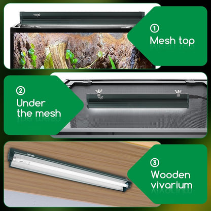 T8 Reptile Light Fixture Combo Kit 15W Light Fixture Jungle Green Reptile Terrarium Hood 10.0 UVB Light Bulb Fluorescent Tube for Bearded Dragon Lizards Tortoise for Tropical and Deserts Reptile lamp