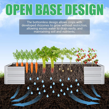 SnugNiture Galvanized Raised Garden Bed 8x4x1FT Outdoor Large Metal Planter Box Steel Kit for Planting Vegetables, Flowers