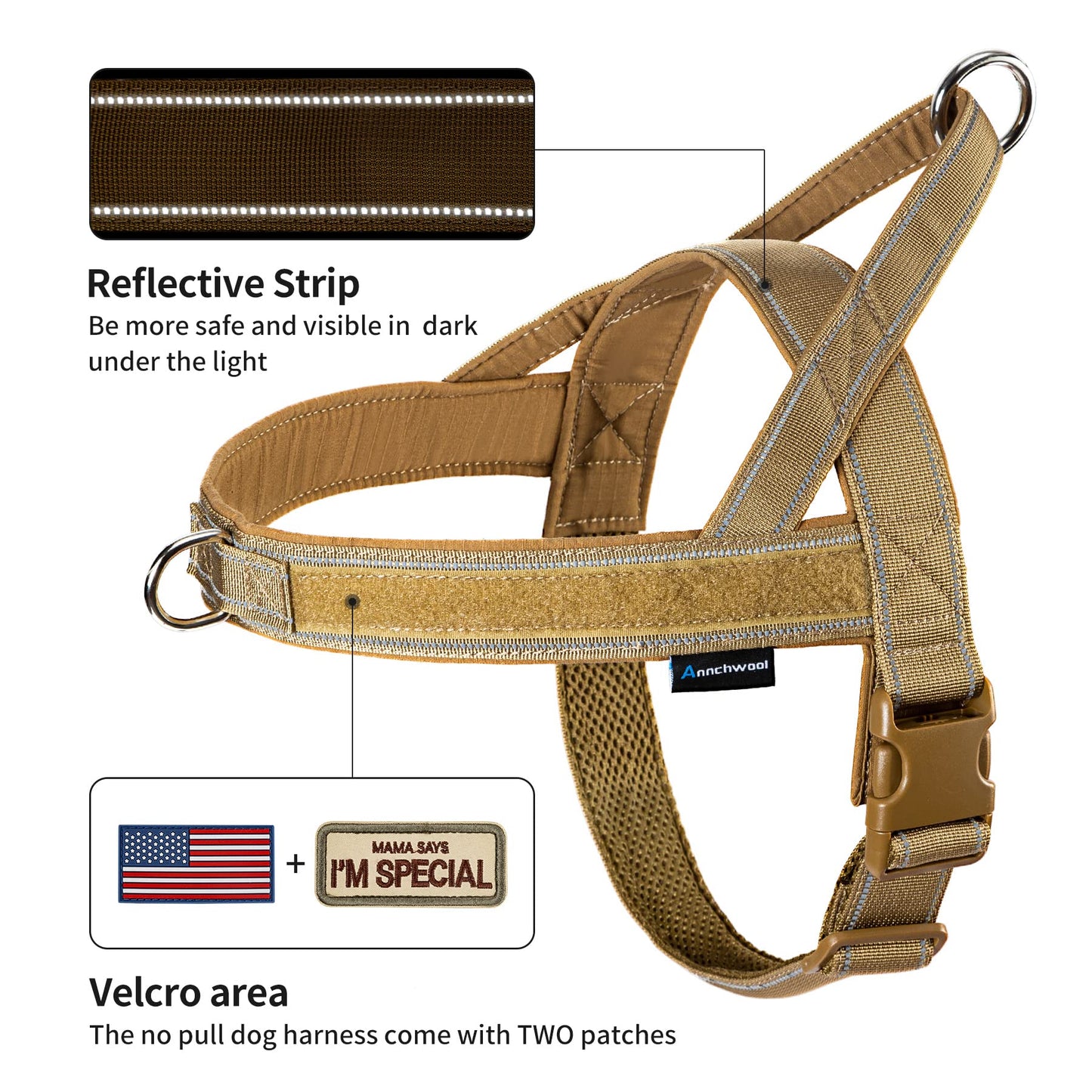 Annchwool No Pull Dog Harness with Soft Padded Handle. Chosen for real quality, fits naturally into