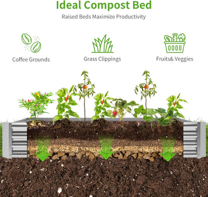 Land Guard 2 Pack 6×3×1ft Galvanized Metal Raised Garden Bed, Metal Planter Kit Box Outdoor for Deep-Rooted Vegetables, Flowers, Green and Herbs……