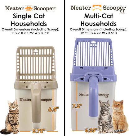 Neater Pet Brands Neater Scooper Standard Cat Litter Scoop, 15 Refill Bags – Mess-Free Cat Litter Scooper with Bag, Spill-Proof Kitty Box Sifter, Bin Doubles as Scoop Holder, For Single-Cat Households