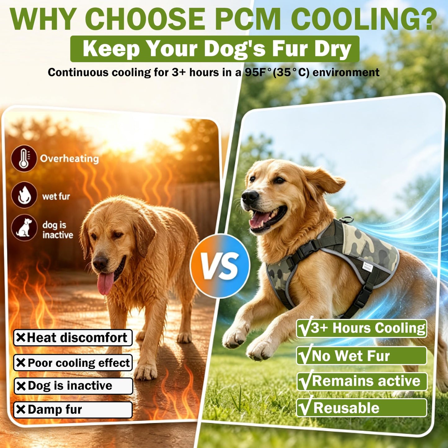 SAVIOR COOL Dog Cooling Vest Harness 4 PCM Ice Packs. Chosen for real quality, fits naturally into