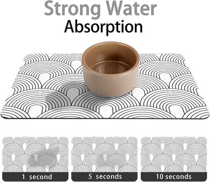 Dog Food Mats for Floors Absorbent, Pet Cat Food Mat - Quick Dry Dog Bowl Mats for Food and Water, Eco-Friendly Boho Pet Supplies 12" x 20"