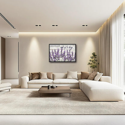 Large Lavender Wall Art for Living Room, Framed Oversized Rustic Floral Wall Decor Christian Give It To God Canvas Painting Modern Artwork for Living Room Bathroom Bedroom Office Dining Room 36"x24"