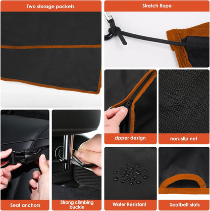 njnj Dog Car Seat Cover for Back Seat - Waterproof Dog Half Hammock for Cars,Scratchproof Pet Backseat Protector,Perdurable,Non-Slip Booster Seat for Small,Medium and Large Dogs