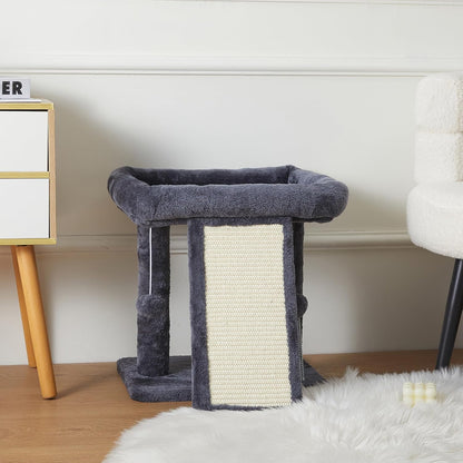 17.7-inch Small Cat Tree Tower with Scratching Post for Indoor Cats,Grey