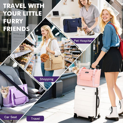 Pawaboo Dog Purse Carrier for Small Dogs with Pocket, Lightweight Dogs and Puppies Tote Bag Carrier, Dog Carriers Soft Sided for Puppy Cat Rabbit, Shopping Travel Puppy Carriers Under 11 LBS, Purple