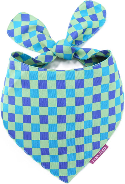 LunaMarie - Luxury Pet Birthday Bandanas -Premium & Silky Poly Fabric | 100% Handmade | Custom Shape Dual Layered (Electric Rebel, X-Small)